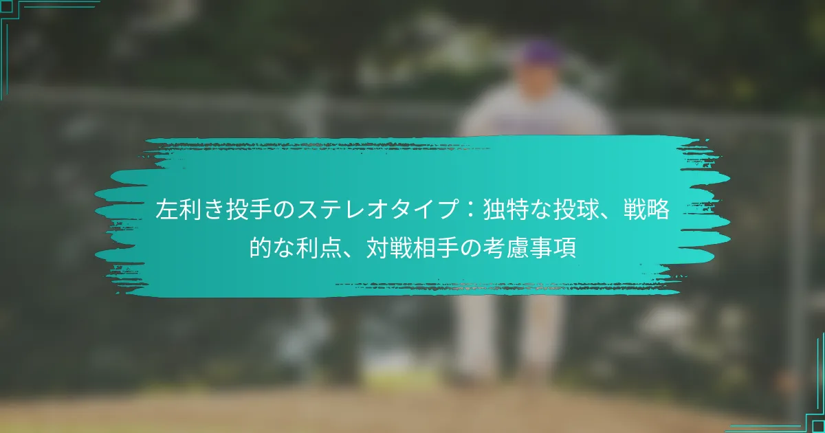 左利き投手のステレオタイプ：独特な投球、戦略的な利点、対戦相手の考慮事項
